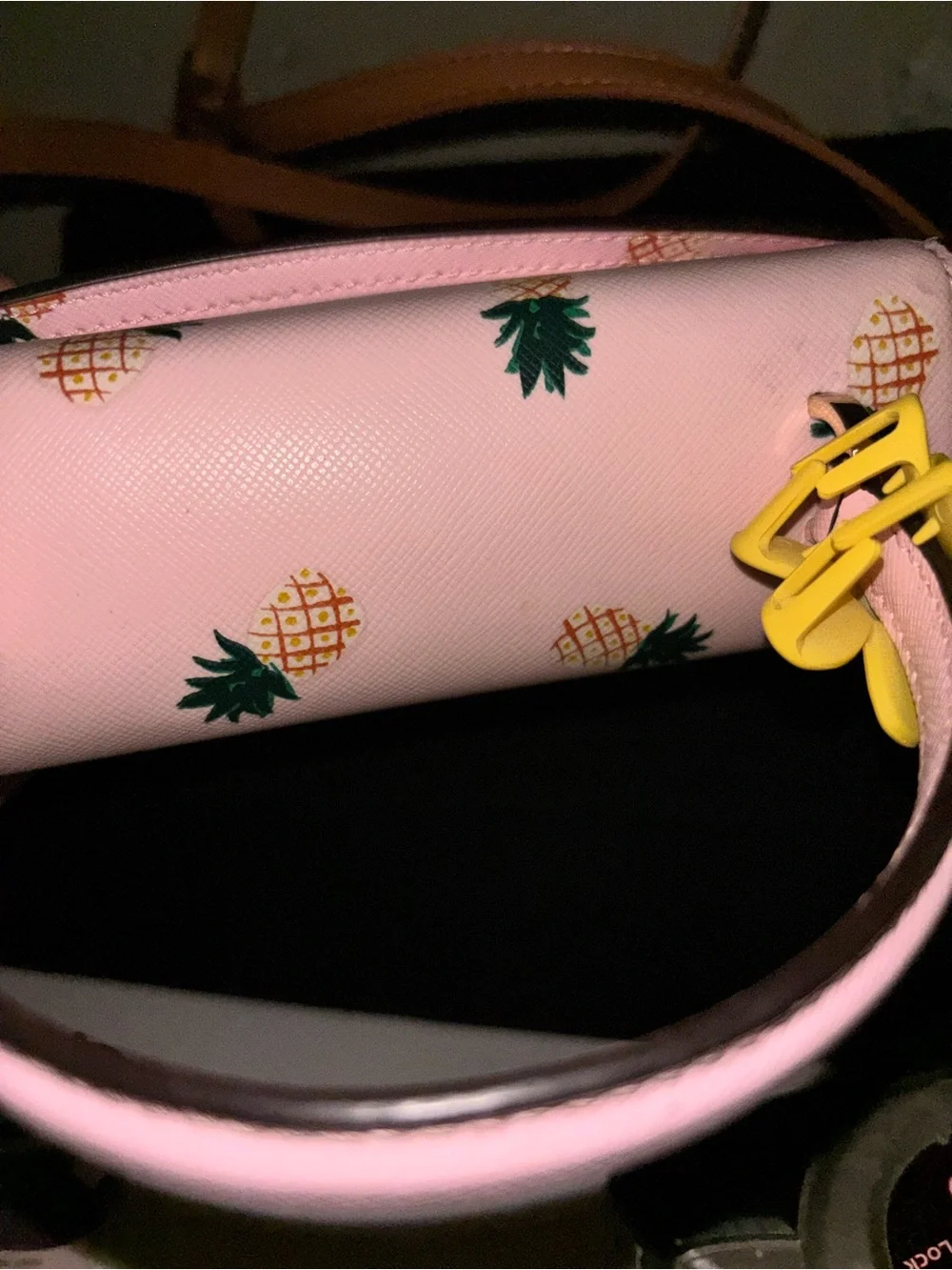 kate spade Pink Pineapple Print Leather Top-Handle Crossbody